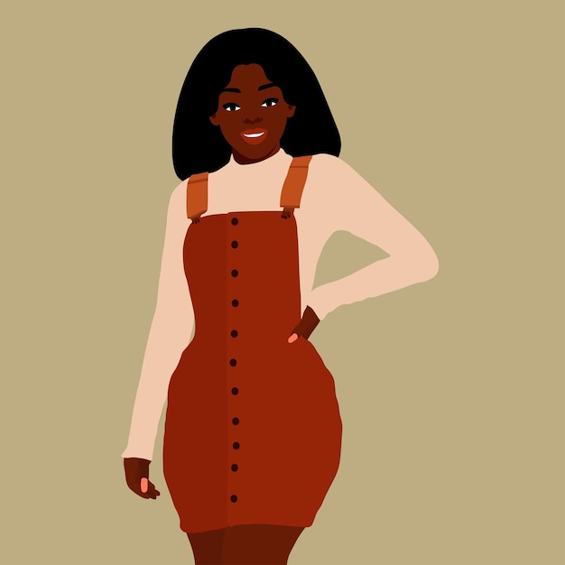 Hermosa mujer negra en un elegante vector de estilo artístico