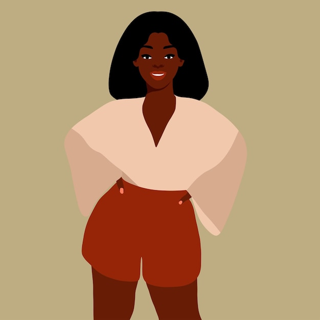 Hermosa mujer negra en un elegante vector de estilo artístico