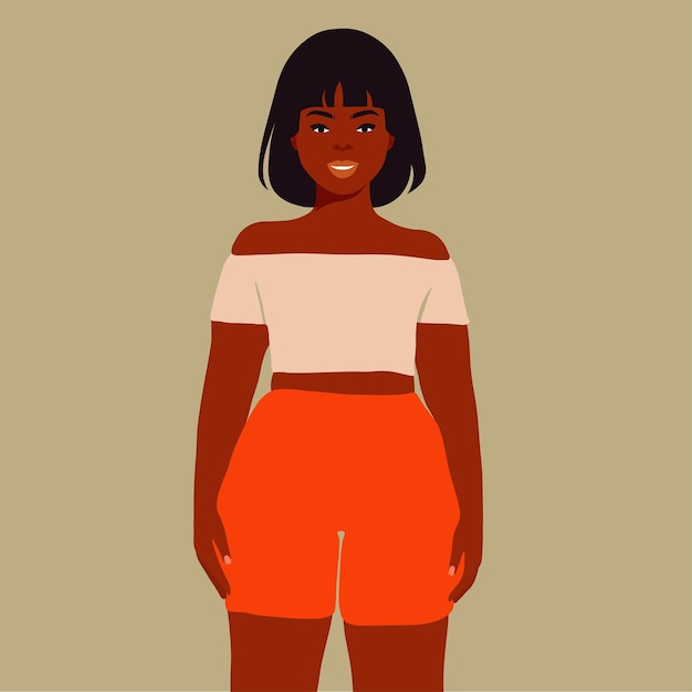 Hermosa mujer negra en un elegante vector de estilo artístico