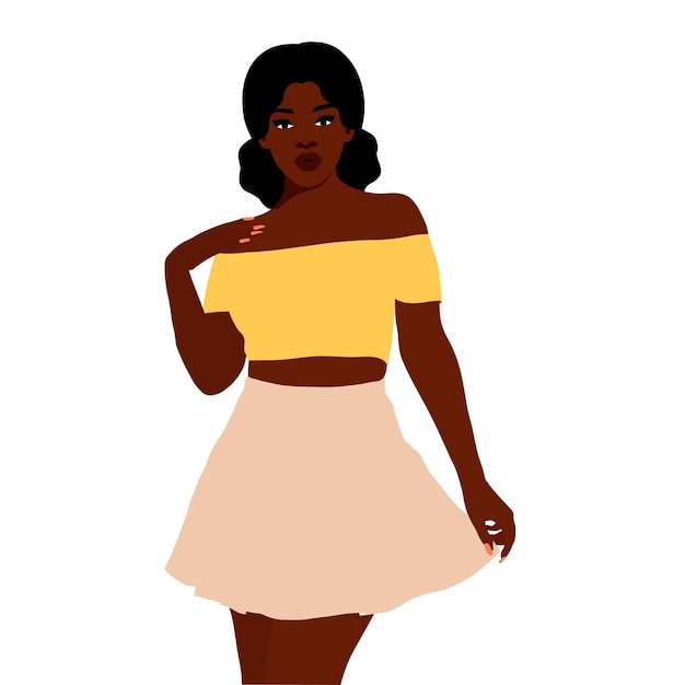 Hermosa mujer negra en un elegante vector de estilo artístico