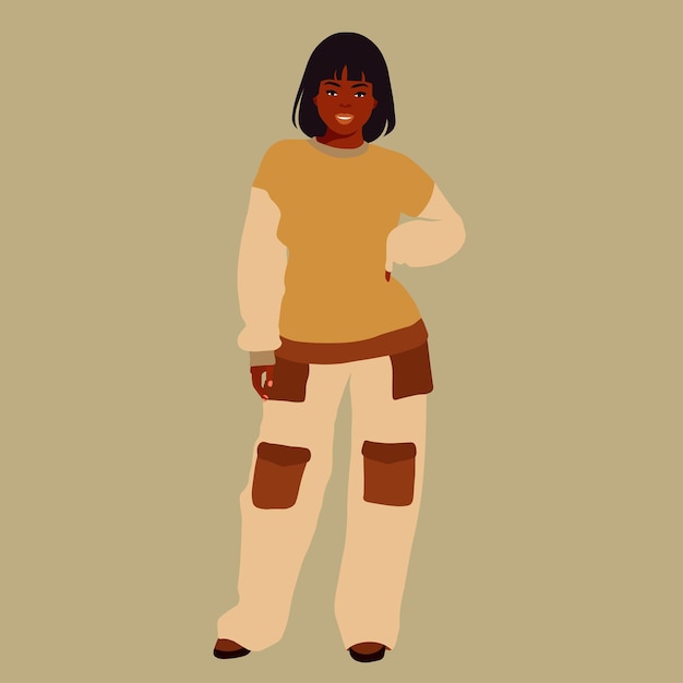 Hermosa mujer negra en un elegante vector de estilo artístico