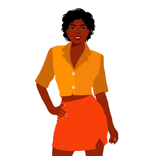 Hermosa mujer negra en un elegante vector de estilo artístico