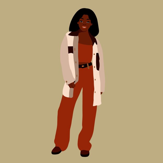 Hermosa mujer negra en un elegante vector de estilo artístico