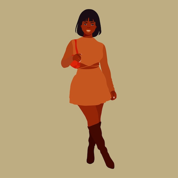Hermosa mujer negra en un elegante vector de estilo artístico