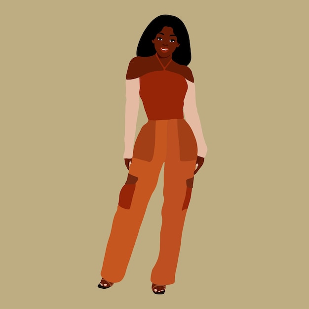Hermosa mujer negra en un elegante vector de estilo artístico