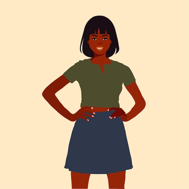 Hermosa mujer negra en un elegante vector de estilo artístico