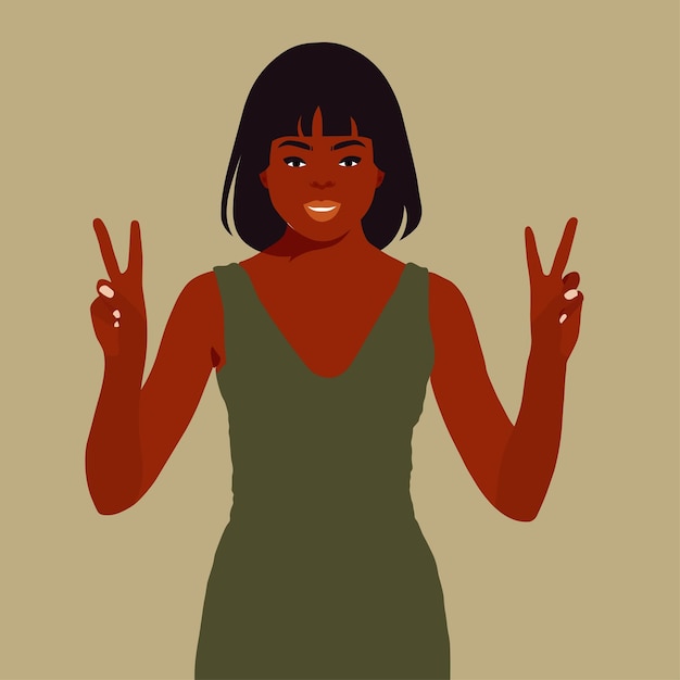 Hermosa mujer negra en un elegante vector de estilo artístico