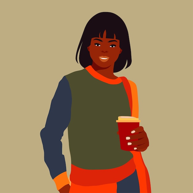 Hermosa mujer negra en un elegante vector de estilo artístico