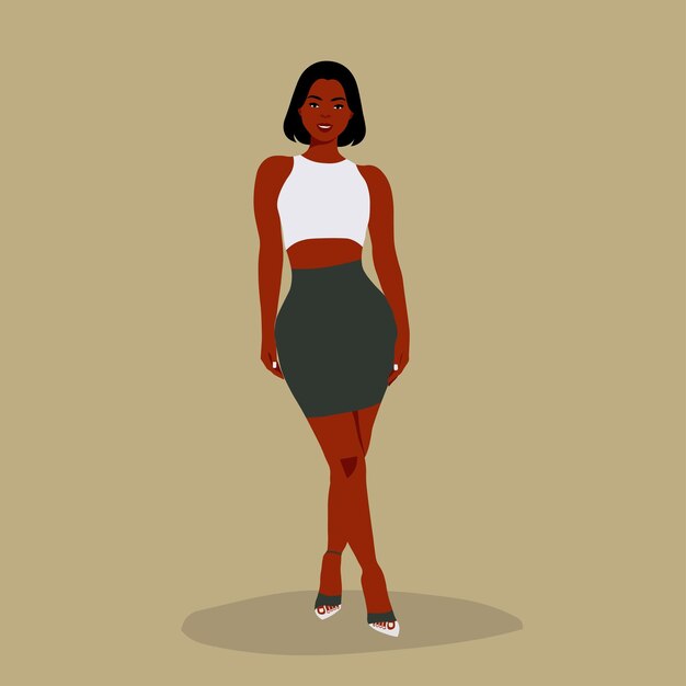 Hermosa mujer negra en un elegante vector de estilo artístico