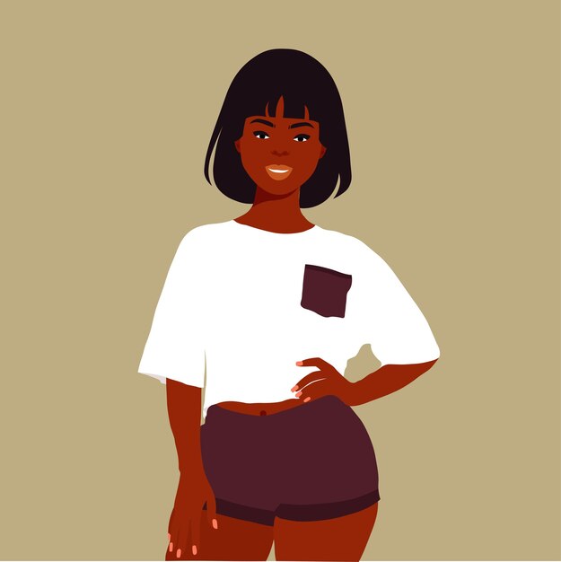Hermosa mujer negra en un elegante vector de estilo artístico