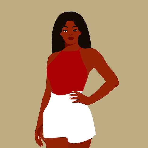 Hermosa mujer negra en vector de estilo de arte elegante