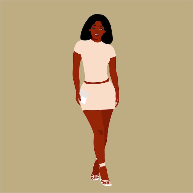 Hermosa mujer negra en vector de estilo de arte elegante