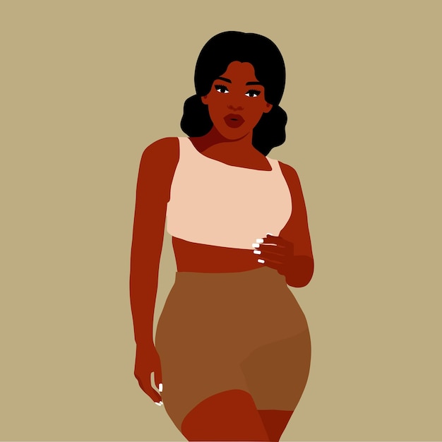 Hermosa mujer negra en vector de estilo de arte elegante