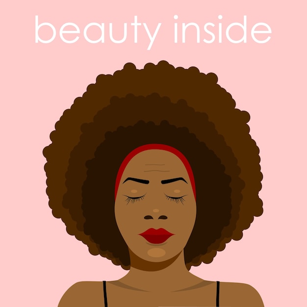 Hermosa mujer con peinado afro Ilustración para salones de belleza decoración de arte tarjetas de visita y avatares