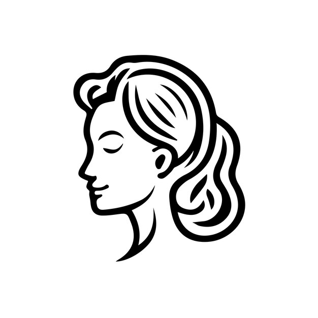 Hermosa mujer silueta vector línea retrato logo icono fof beuty saloon Dibujo lineal