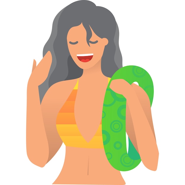 Vector hermosa mujer yendo al icono de vector de piscina