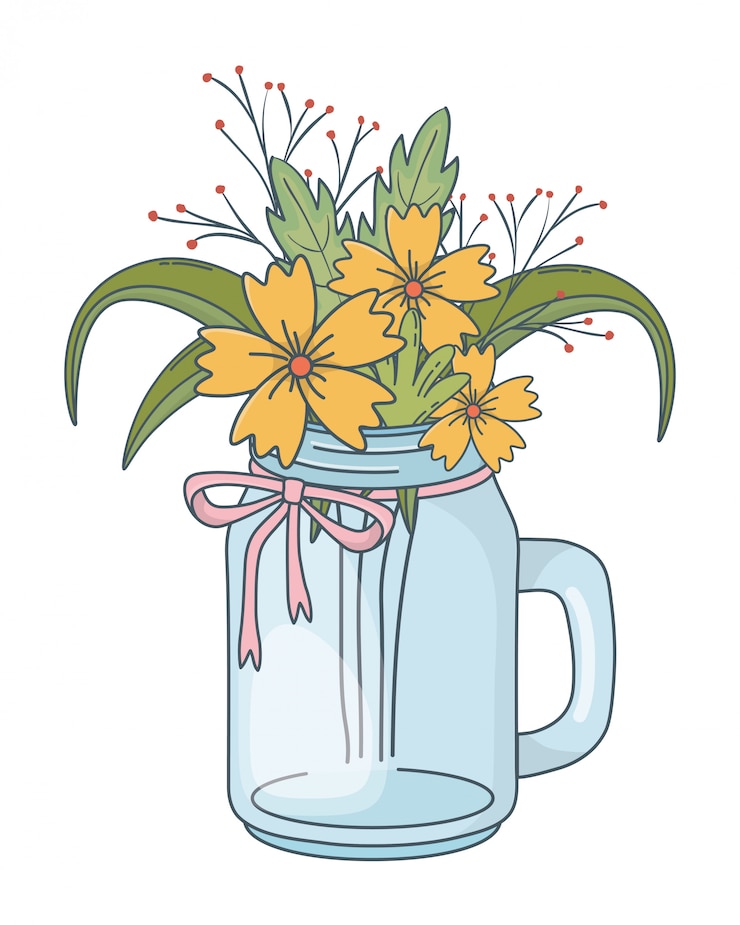Vector hermosa naturaleza flores dibujos animados