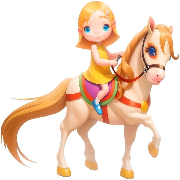 La hermosa niña en el caballo y el alquiler de naranjas