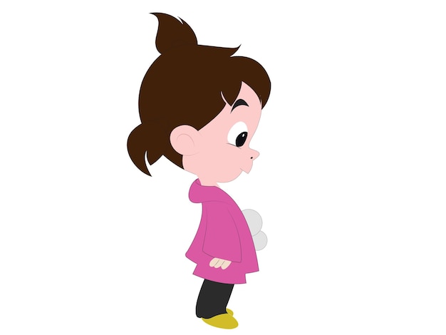 Hermosa niña linda en el fondo blanco Ilustración vectorial