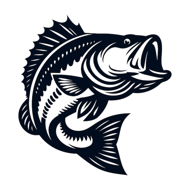 Una hermosa obra de arte vectorial lineal de peces