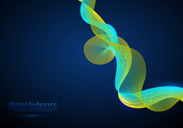 Hermosa ola en forma de matriz de puntos brillantes. Elemento de diseño vectorial abstracto.