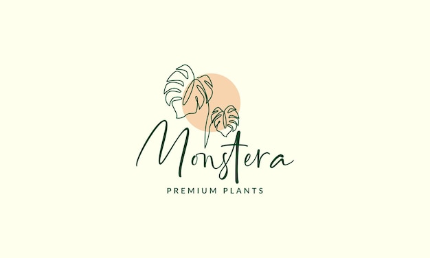 Hermosa planta líneas monstera logo vector símbolo icono ilustración diseño