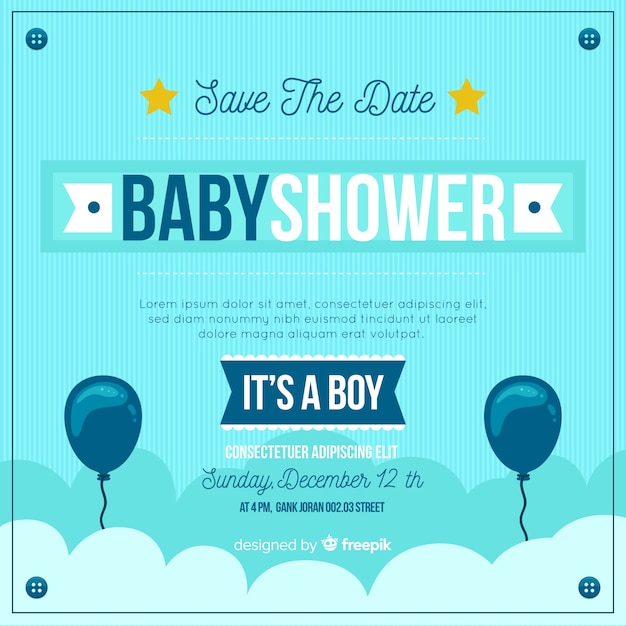 Hermosa plantilla de baby shower para niño