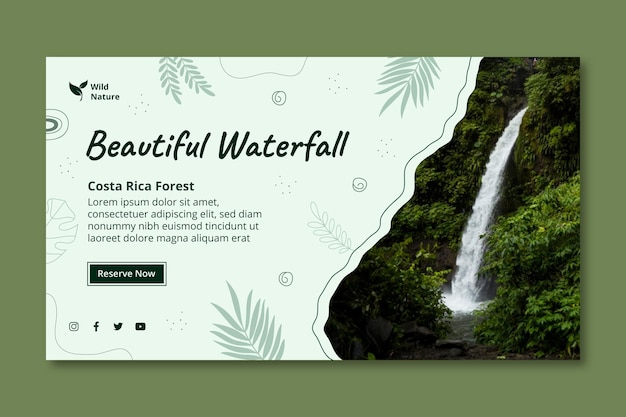 Vector hermosa plantilla de banner de cascada