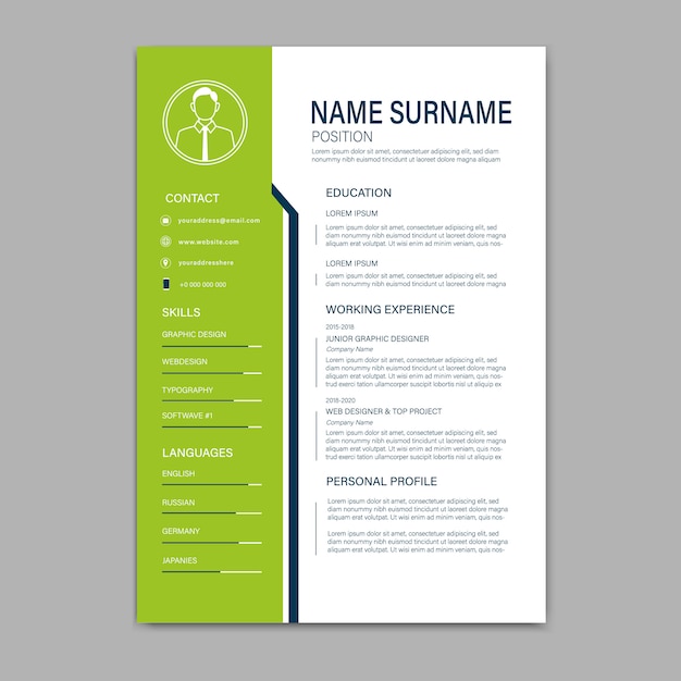 Hermosa plantilla CV Curriculum vitae plantilla minimalista