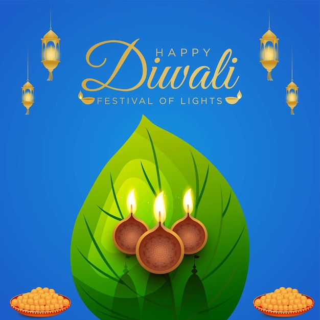 Hermosa plantilla de diseño de banner del festival indio Happy Diwali