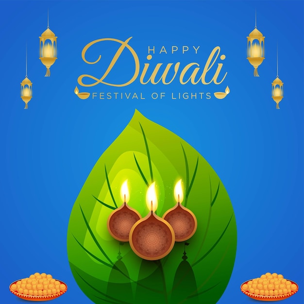 Hermosa plantilla de diseño de banner del festival indio happy diwali