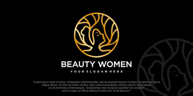 Hermosa plantilla de diseño de logotipo de cara de mujer