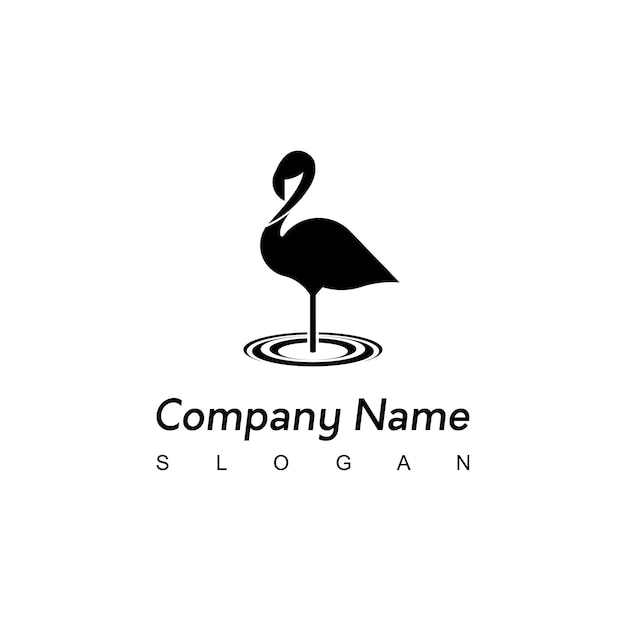 Hermosa plantilla de diseño de logotipo flamingo