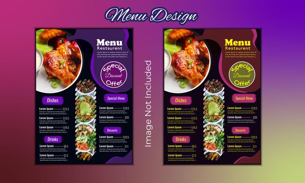 Hermosa plantilla de diseño de menú de comida