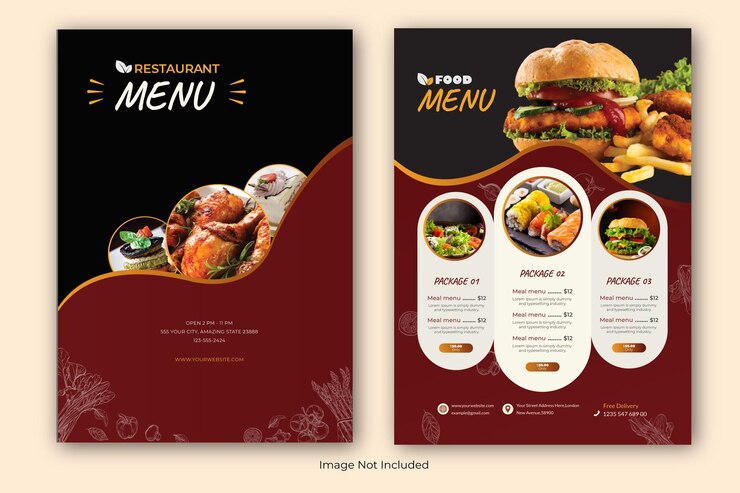 Hermosa plantilla de diseño de menú de comida