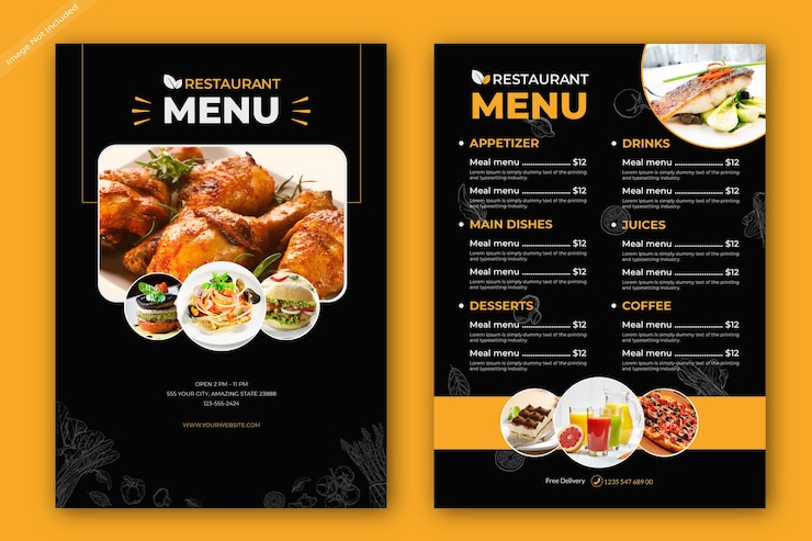 Hermosa plantilla de diseño de menú de comida