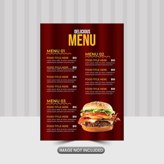 hermosa plantilla de diseño de menús de comida hamburguesas plantilla de menú de restaurante