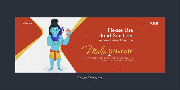 Hermosa plantilla de diseño de portada del festival hindú feliz maha shivratri