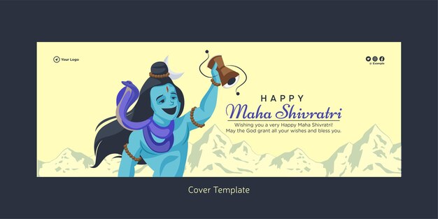 Hermosa plantilla de diseño de portada de maha shivratri feliz realista