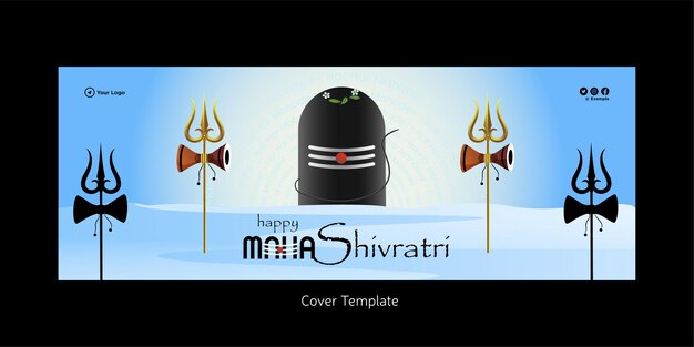 Hermosa plantilla de diseño de portada de maha shivratri feliz realista