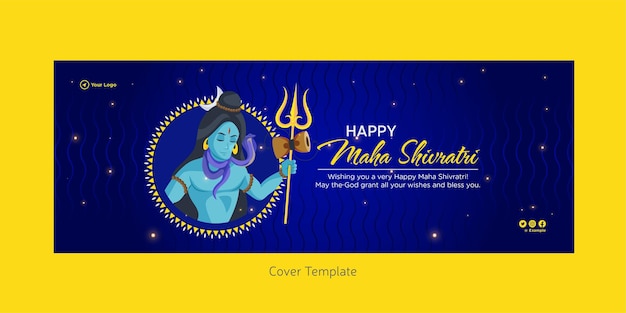 Hermosa plantilla de diseño de portada de maha shivratri feliz realista