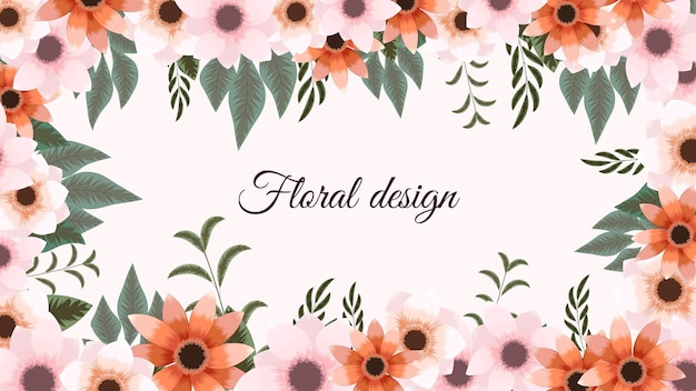 Hermosa plantilla de fondo de marco floral con flores de naturaleza suave deja lugar de texto de ramas