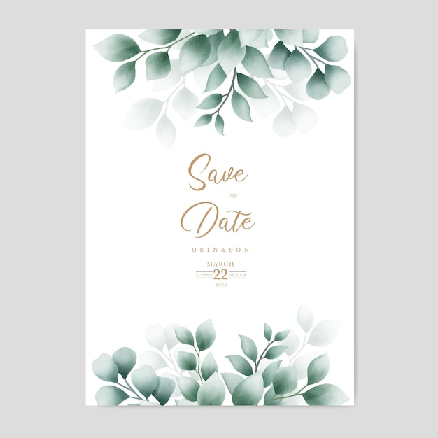 Vector hermosa plantilla de tarjeta de boda floral de acuarela