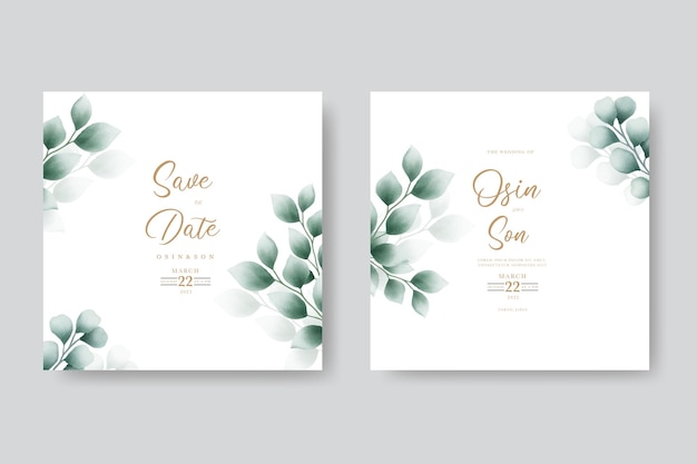 hermosa plantilla de tarjeta de boda floral de acuarela