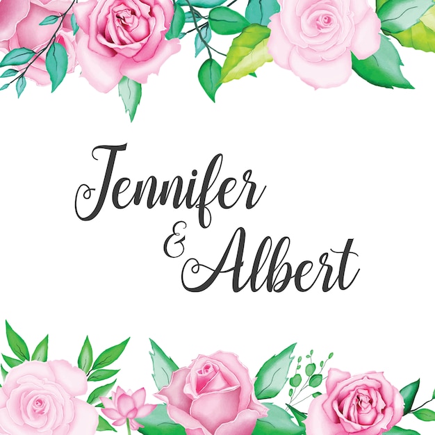 hermosa plantilla de tarjeta de boda floral de acuarela