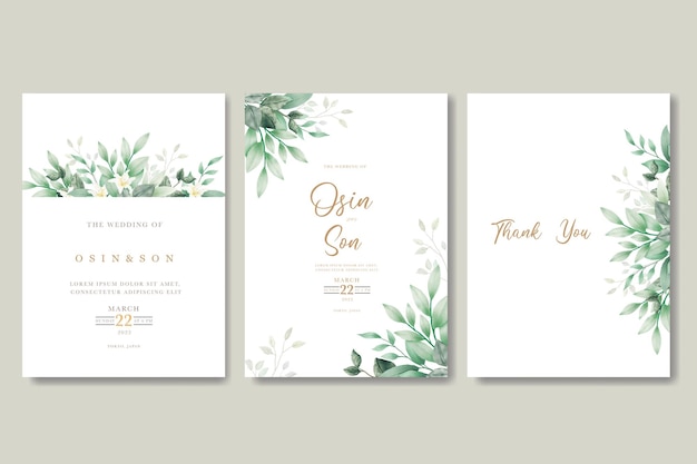 Hermosa plantilla de tarjeta de boda de hortensia floral de acuarela