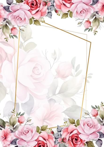hermosa plantilla de tarjeta de invitación de boda floral dibujada a mano