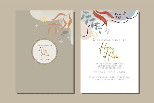 Hermosa plantilla de tarjeta de invitación floral