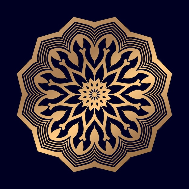 Hermosa plantilla de vector de fondo de ilustraciones de diseño de mandala ornamental dorado