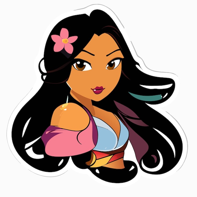 Vector hermosa princesa mujer dibujado a mano dibujos animados pegatina icono concepto aislado ilustración